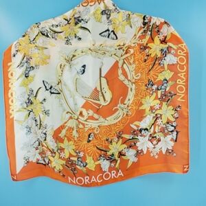 NoraCora orange and ivory silk scarf